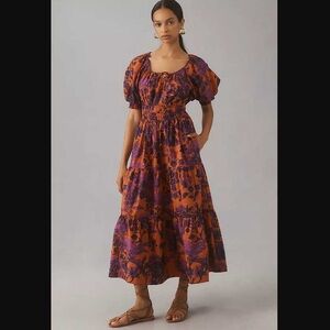 By Anthropologie The Somerset maxi dress puff sleeve edition purple